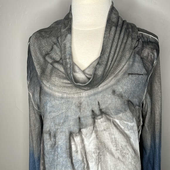 Fleur de Lis Cowl Neck Linen Blend Top Size Medium - Picture 2 of 10